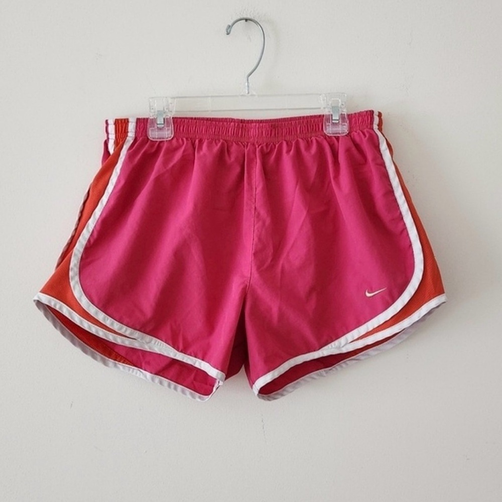 Nike Women's Vibrant Pink and Orange Athletic Shorts